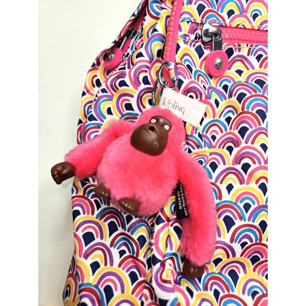 Kipling Rainbow Print Backpack Pink Multicolor Sc… - image 5